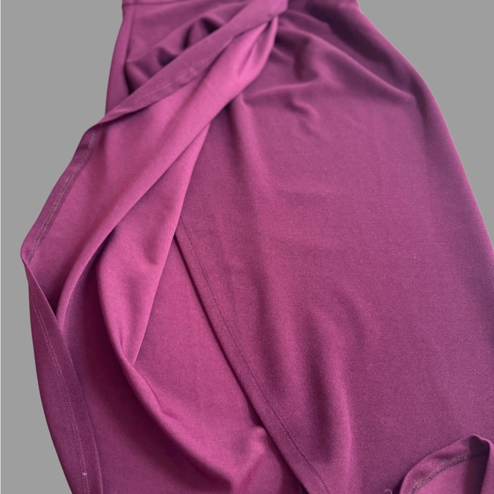 Lulu's One-Shoulder Wine elegant Midi Dress - Picture 7 of 13